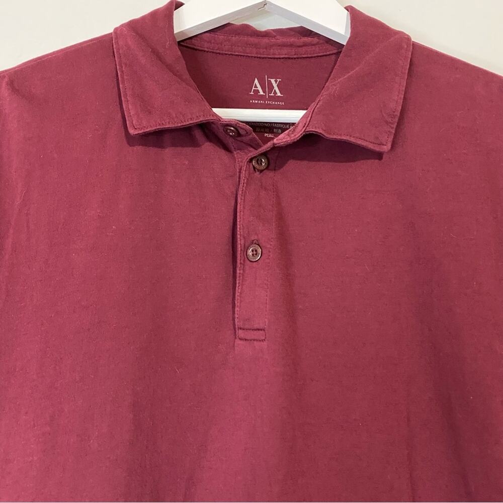 Armani Exchange Men’s Short Sleeve Polo Maroon Size Large EUC - Picture 2 of 6